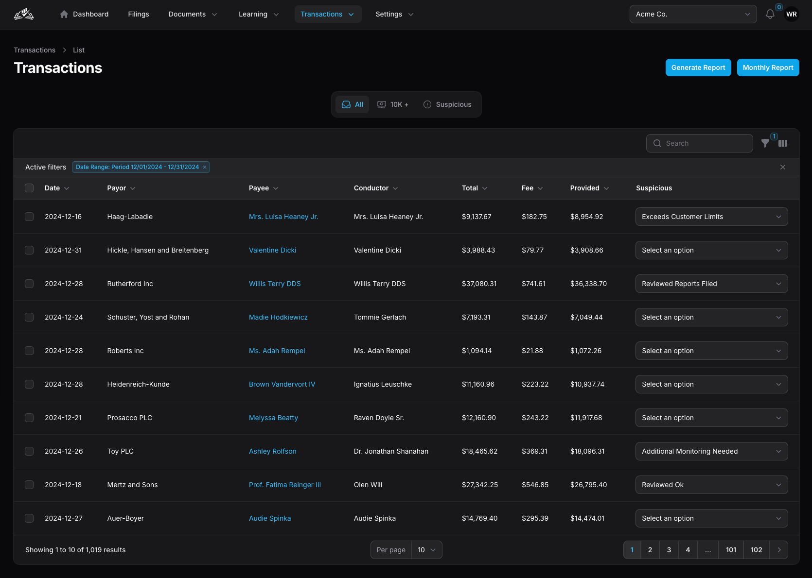 Transaction Monitoring